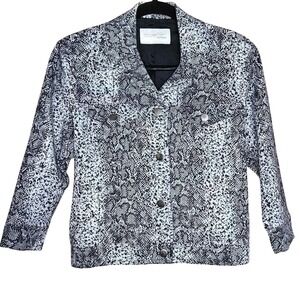 Vintage 90s Blue Tint Equestrian Designs Snake Print Button Up Jacket Size Small